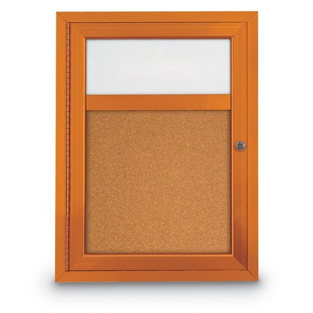 United Visual Products Slim Enclosed Corkboard, 30"x30", White Alum Frame/Blue Spruce UVEB3030-WHITE-BLSPRU